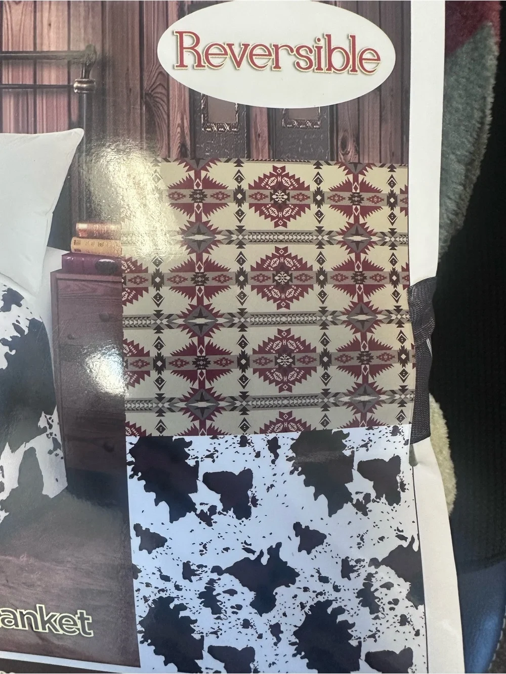 Mia Reversible Throw Blanket - Burgundy & Cream Flannel